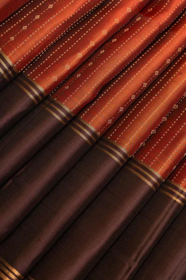 Rust orange and Jamun  pure soft  silk saree