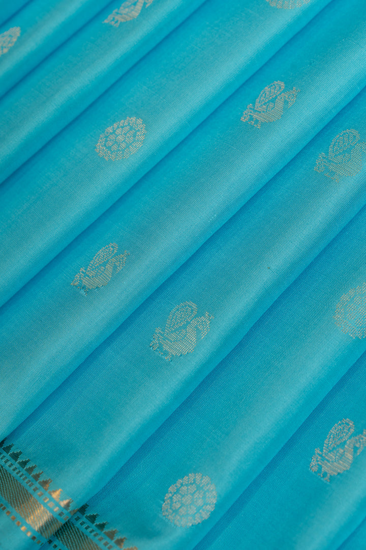 Anandha blue and maroon pure soft  silk saree