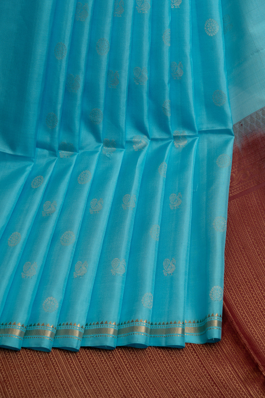 Anandha blue and maroon pure soft  silk saree