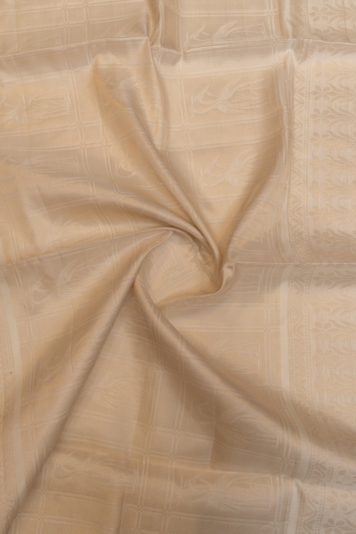 Off white bird motifs pure soft  silk saree