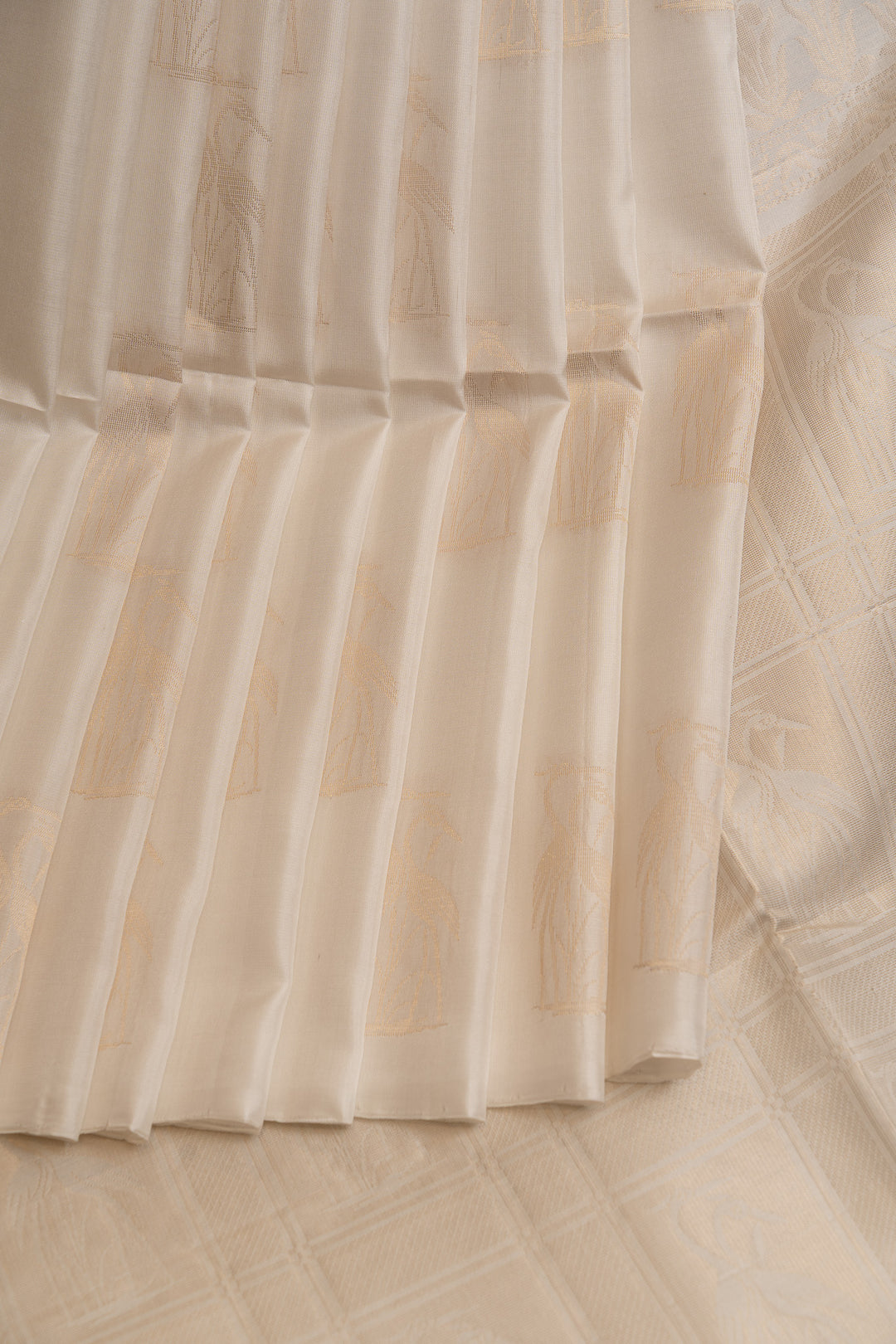 Off white bird motifs pure soft  silk saree