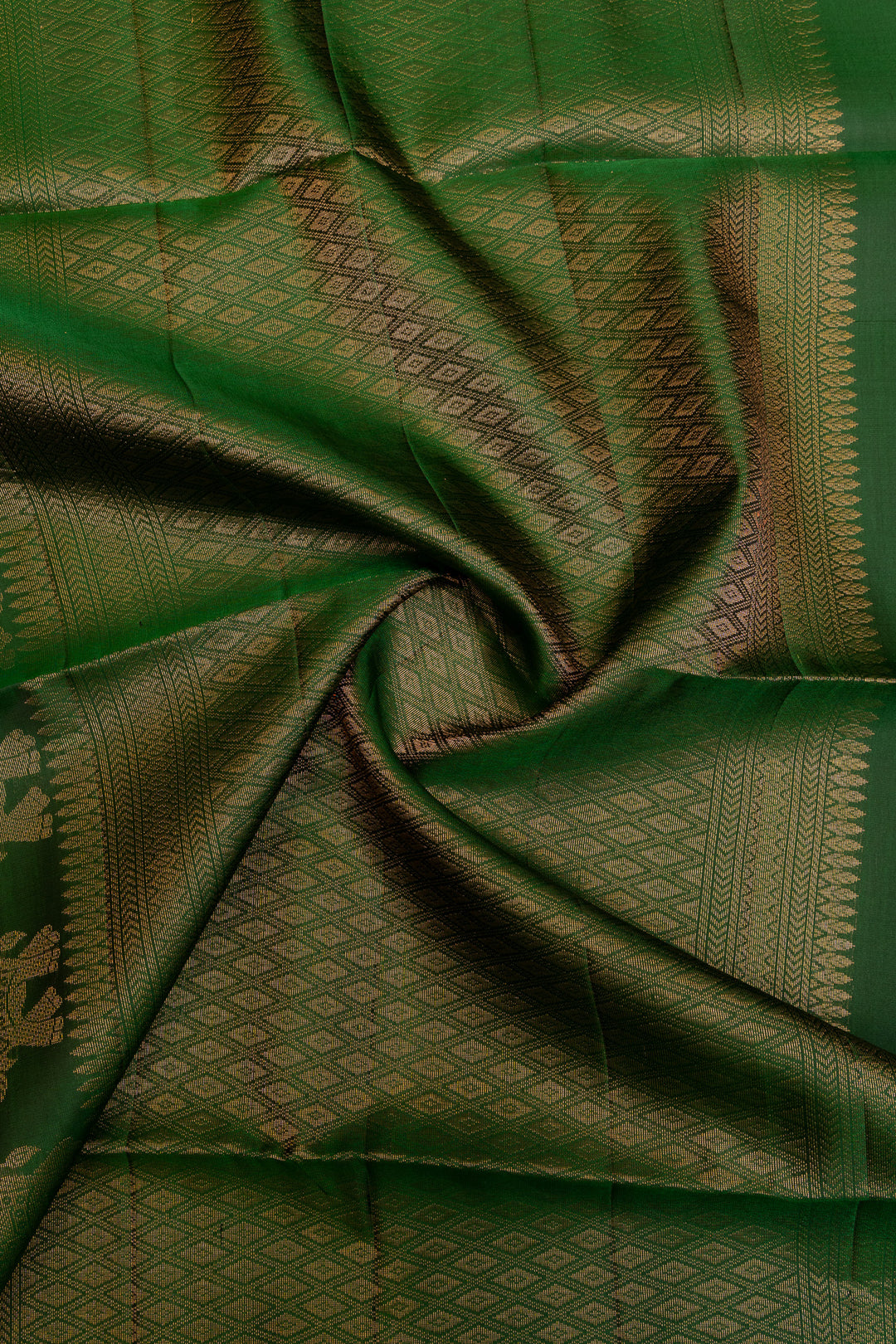 Green Zari stripes elephant stripes pure soft  silk saree