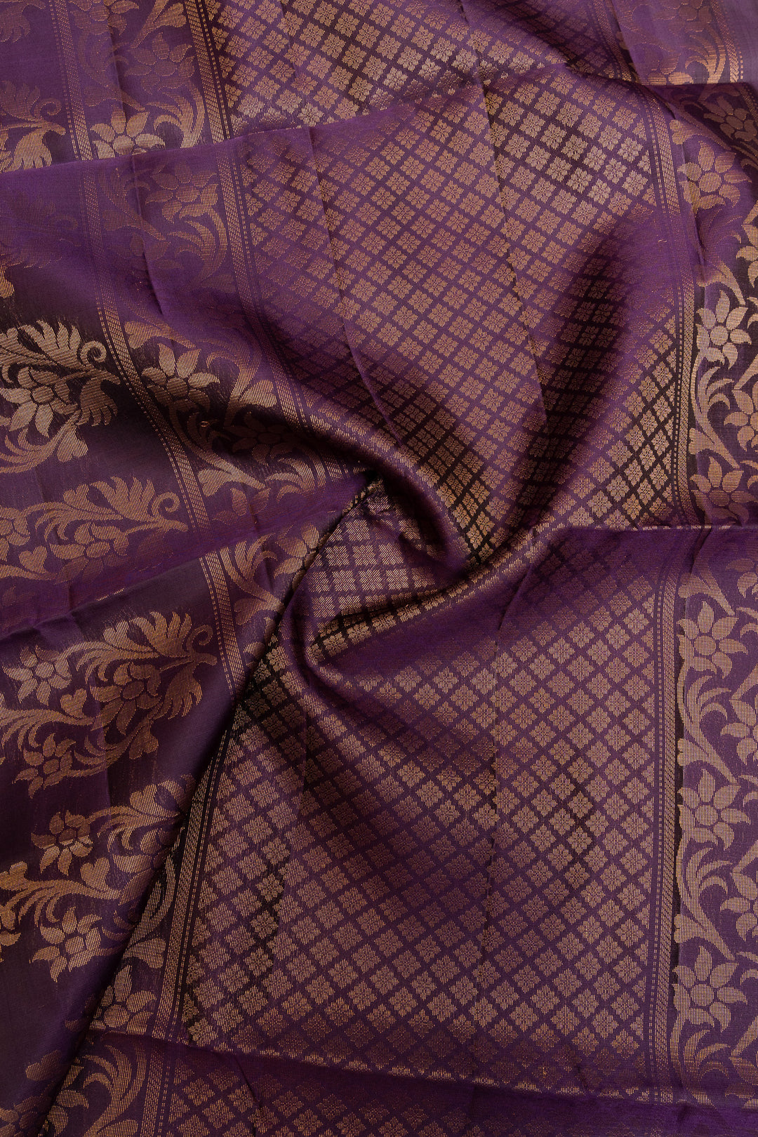 Purple Zari stripes minakari buttas pure soft  silk saree