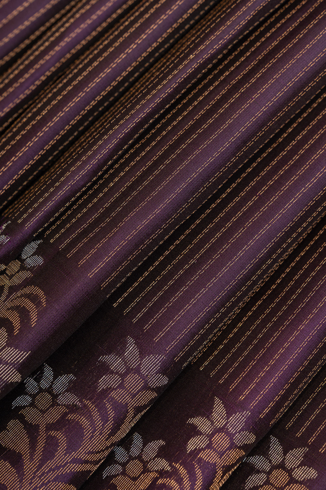 Purple Zari stripes minakari buttas pure soft  silk saree