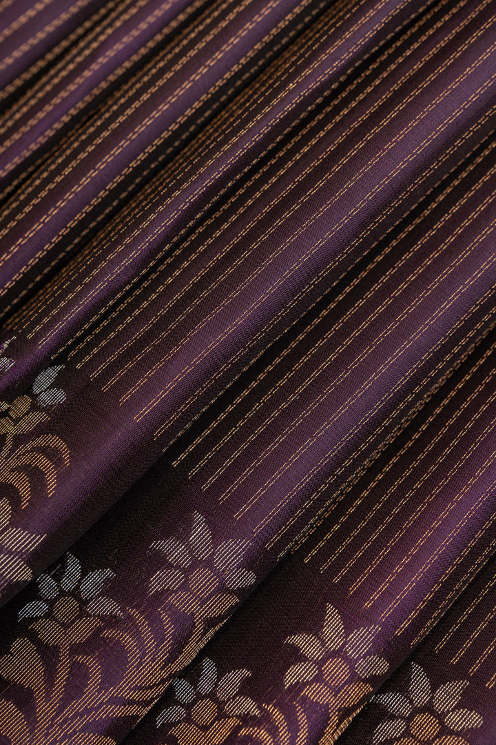 Purple Zari stripes minakari buttas pure soft  silk saree
