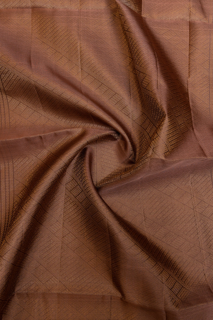 Brown and beige Zari stripes soft silk saree