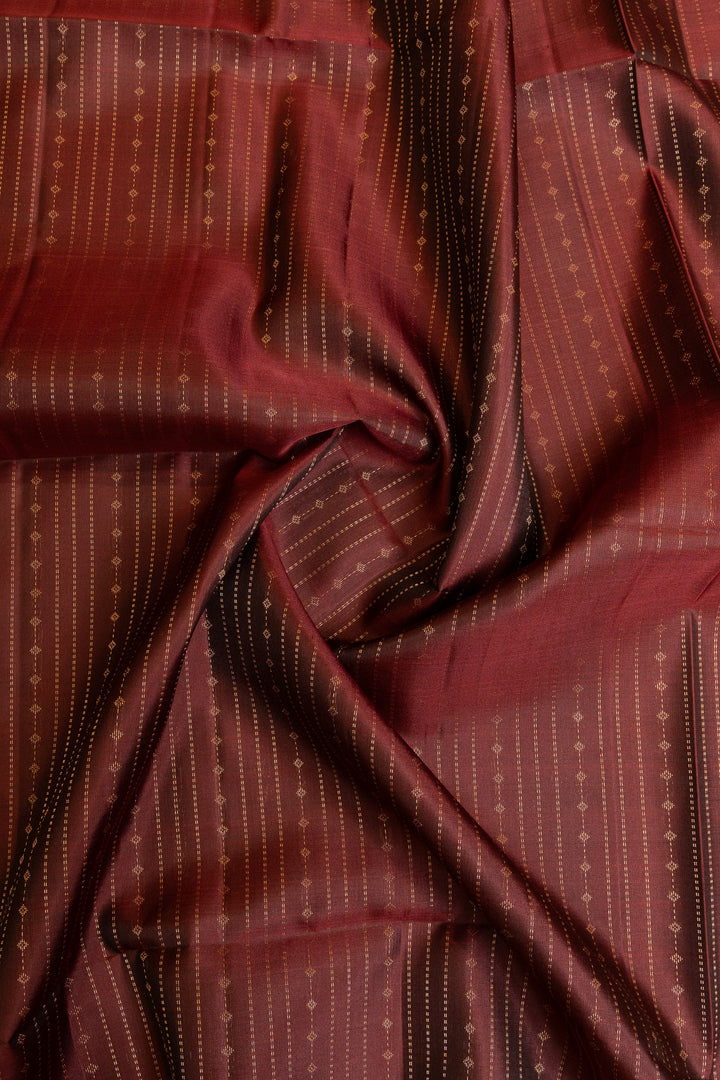Brown and beige Zari stripes soft silk saree