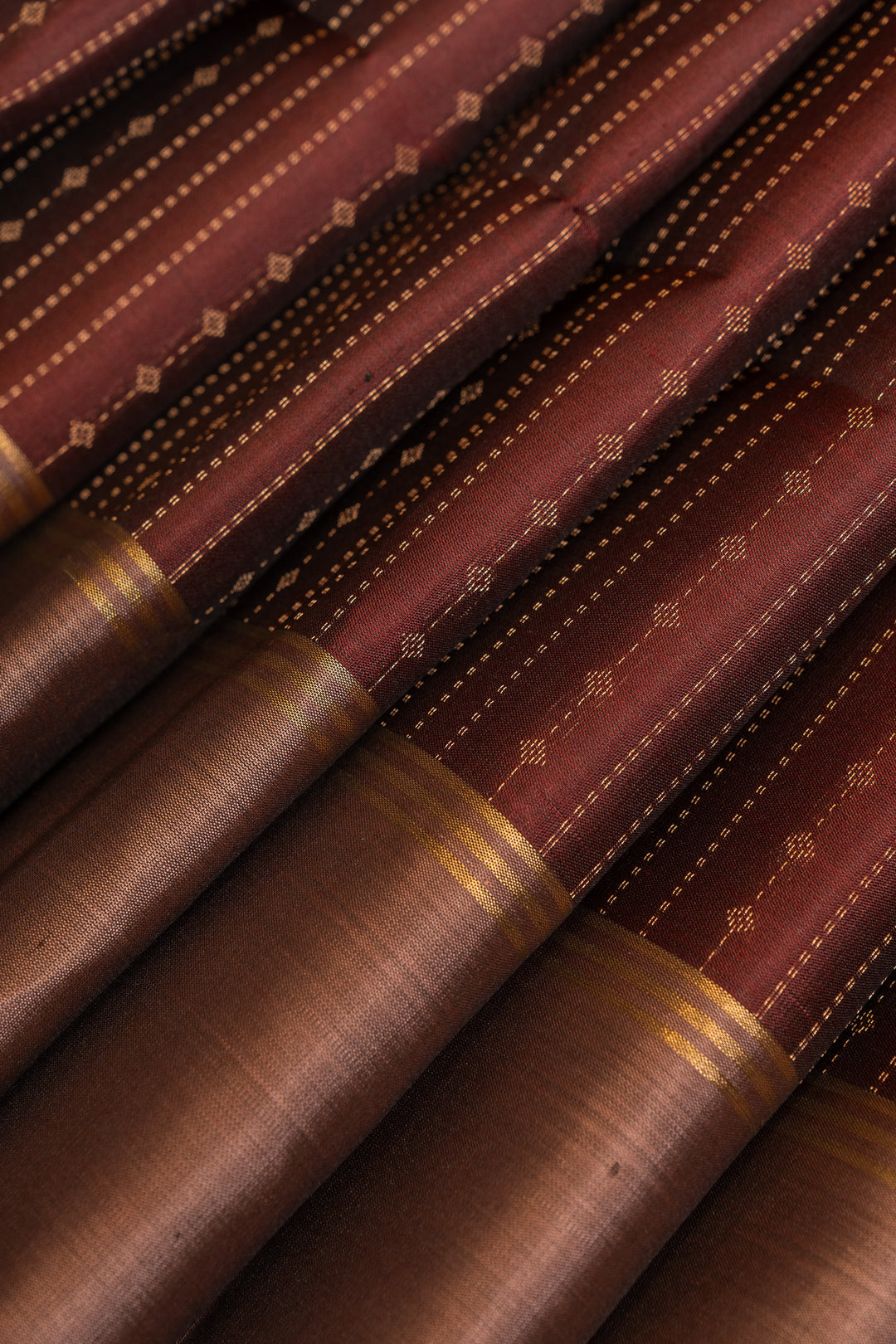 Brown and beige Zari stripes soft silk saree
