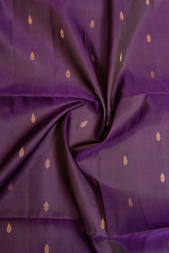 Aubergine purple traditional pure soft silk saree