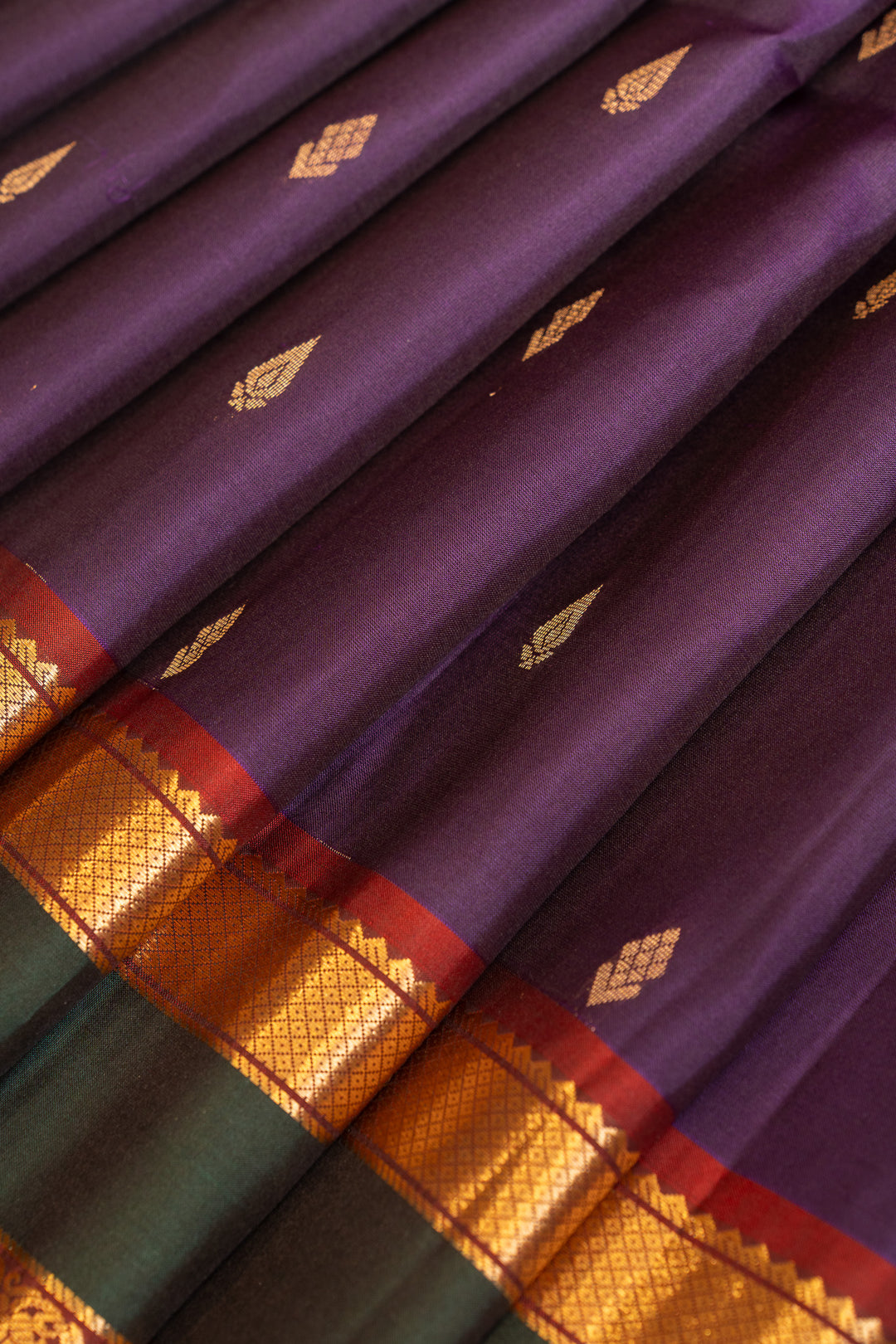 Aubergine purple traditional pure soft silk saree