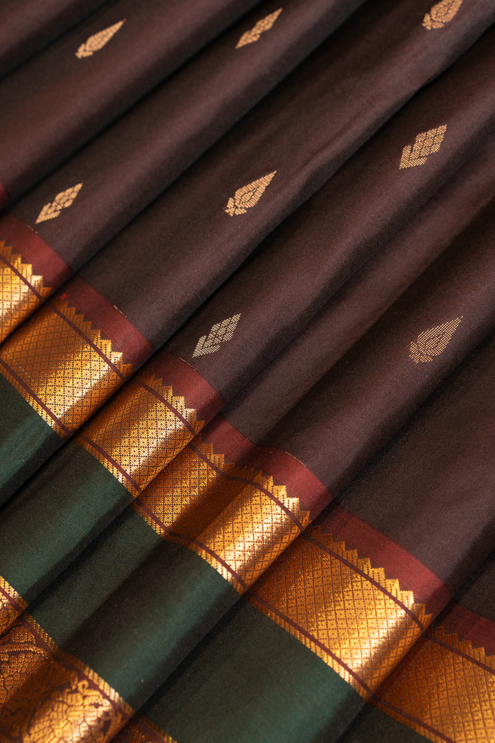 Beetlenut brown traditional soft silk saree