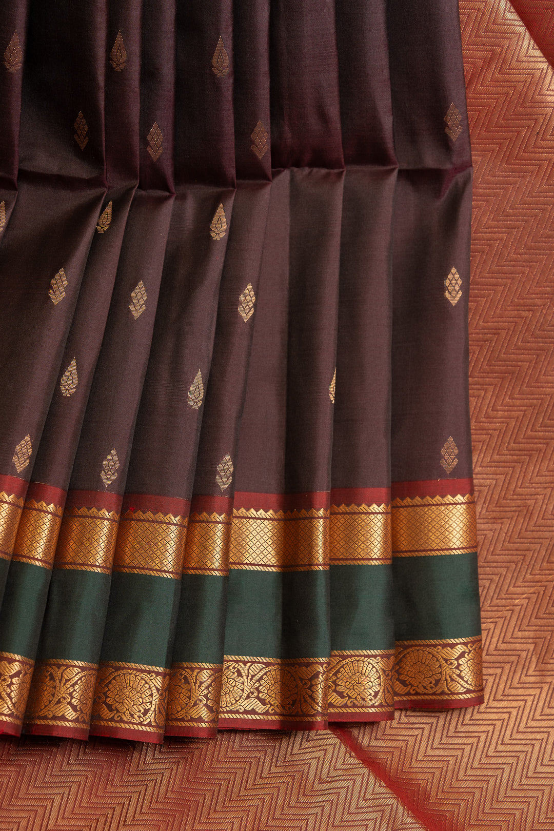 Beetlenut brown traditional soft silk saree