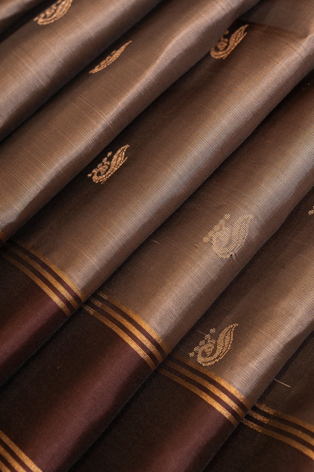 Beige and purple pure soft silk saree