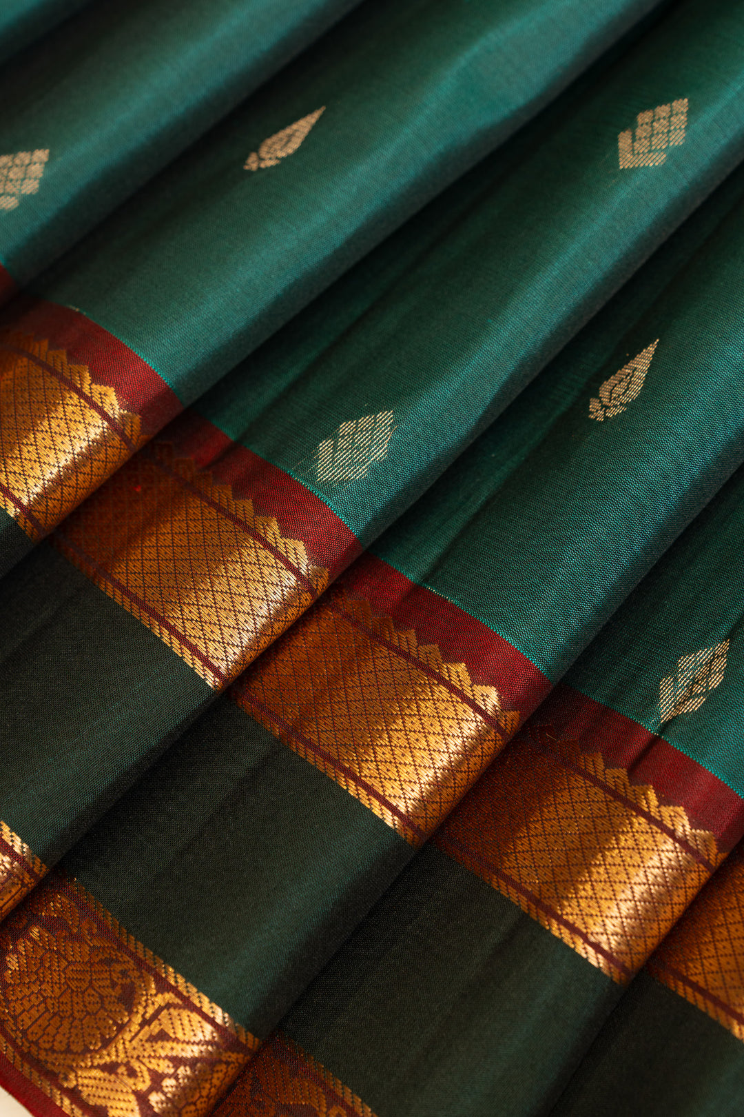 Peacock green pure soft silk saree