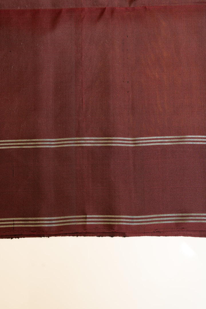 Mustard and maroon pure soft silk saree