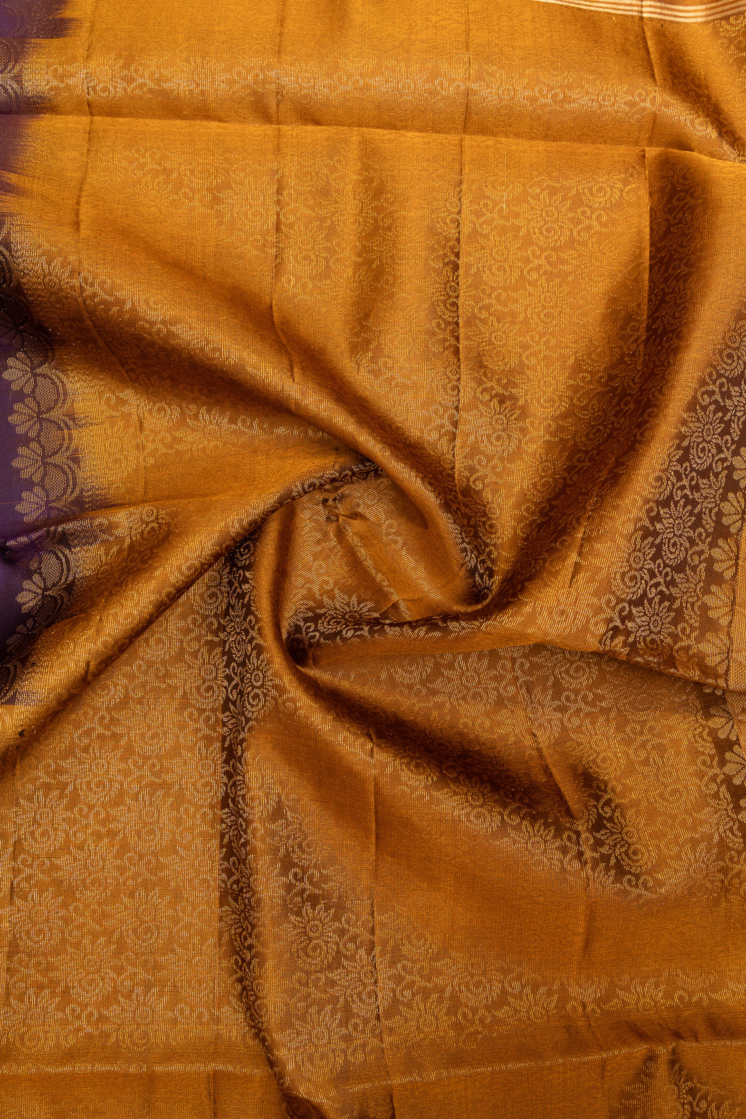 Purple and mustard pure soft silk saree