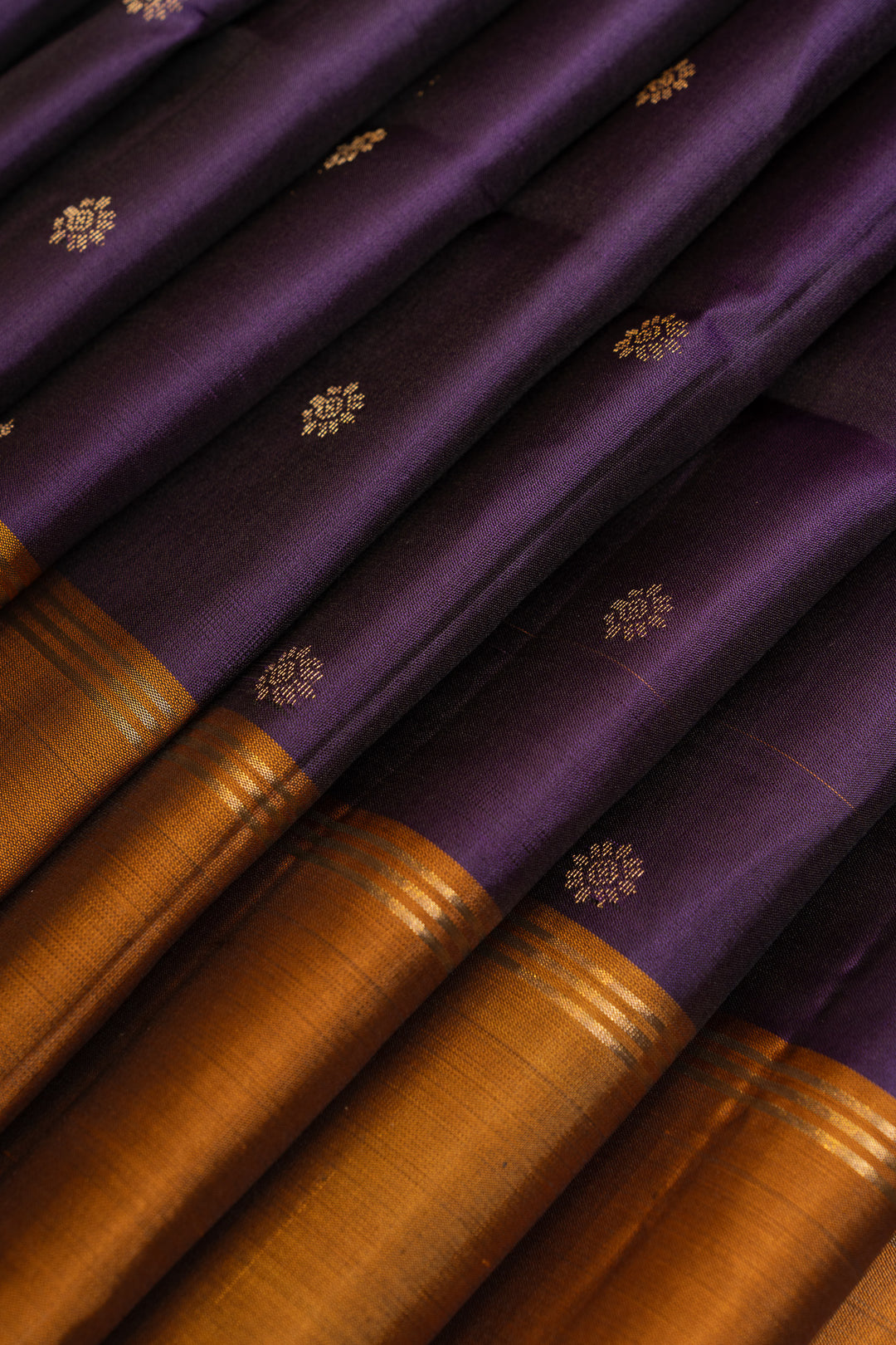 Purple and mustard pure soft silk saree