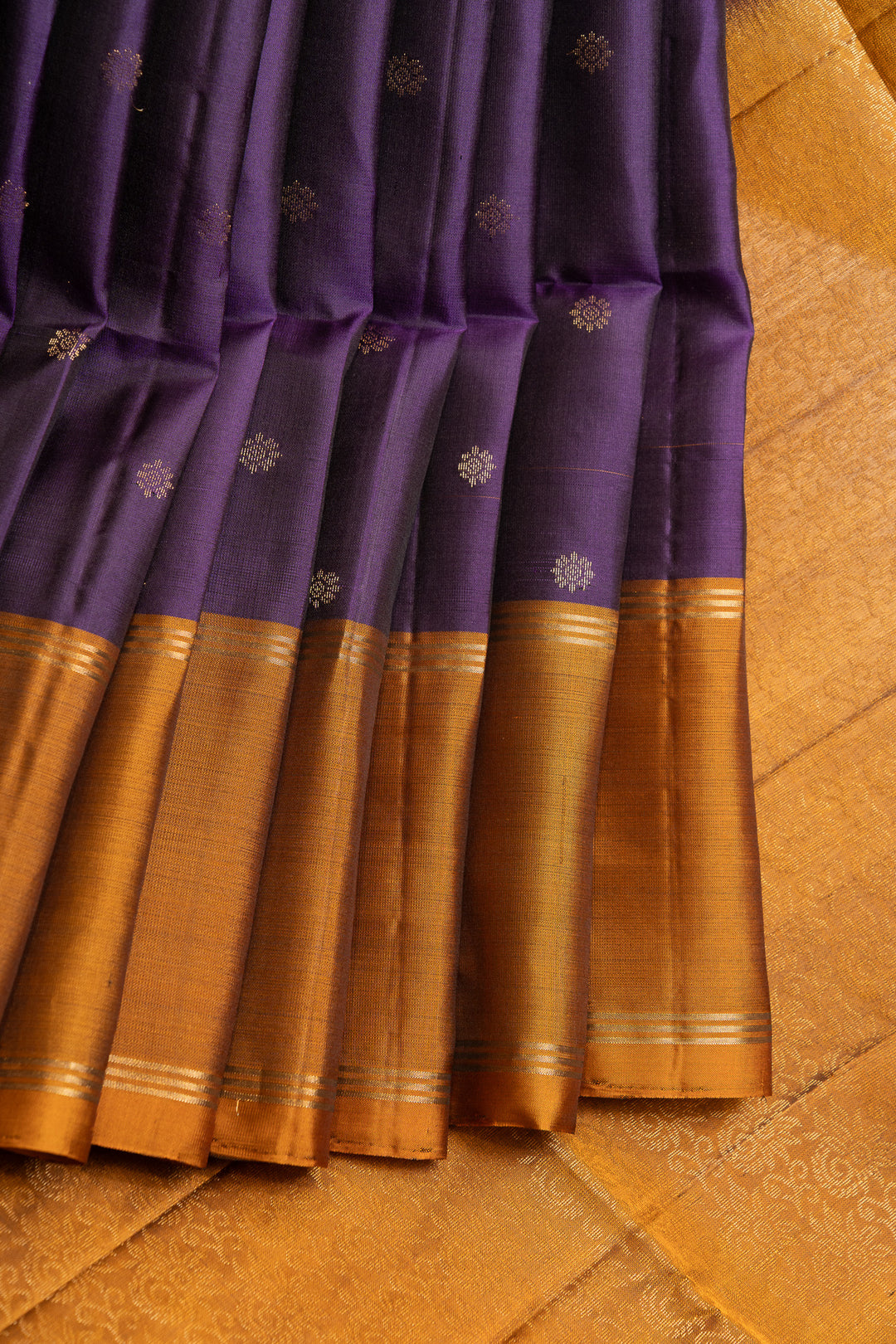 Purple and mustard pure soft silk saree