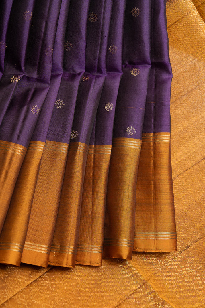 Purple and mustard pure soft silk saree