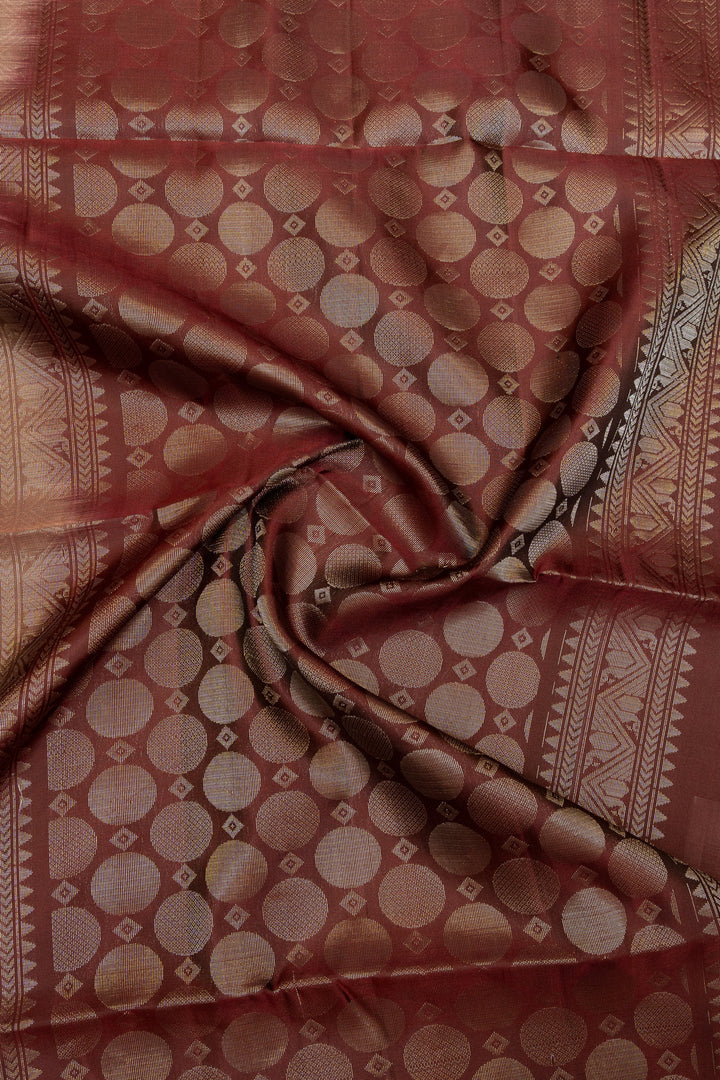 Biscuit beige and maroon pure soft silk saree
