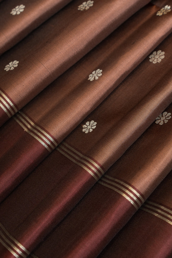 Biscuit beige and maroon pure soft silk saree