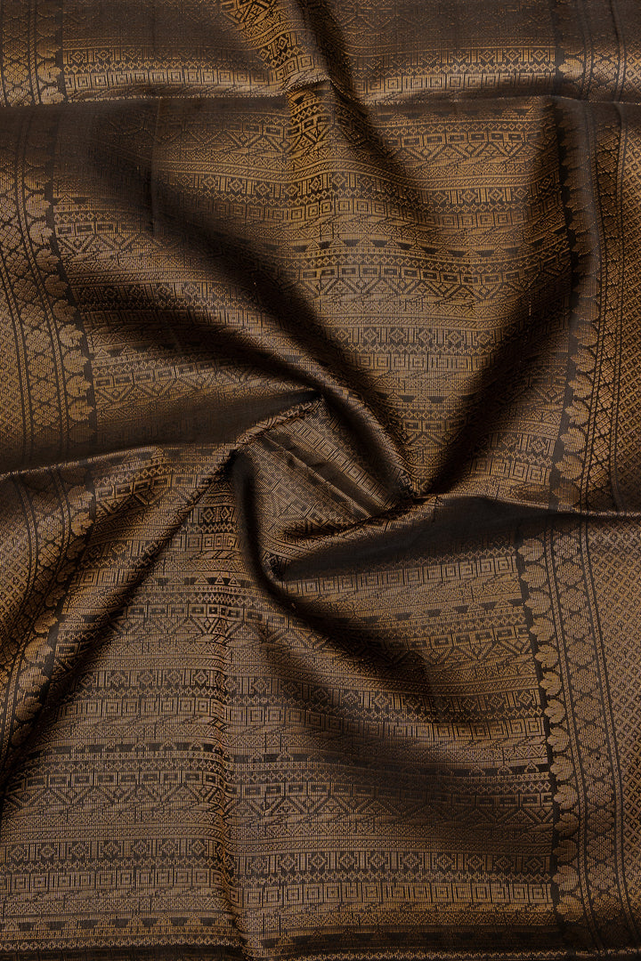 Silver grey and black pure soft silk saree