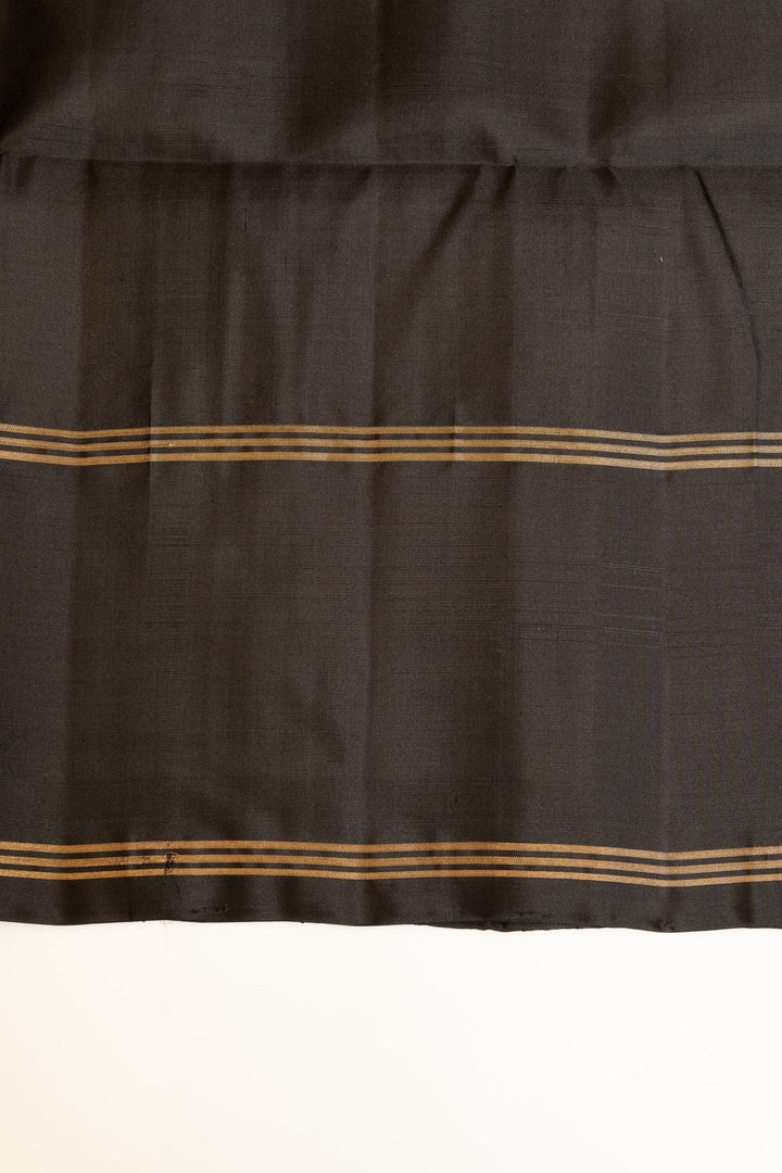 Silver grey and black pure soft silk saree