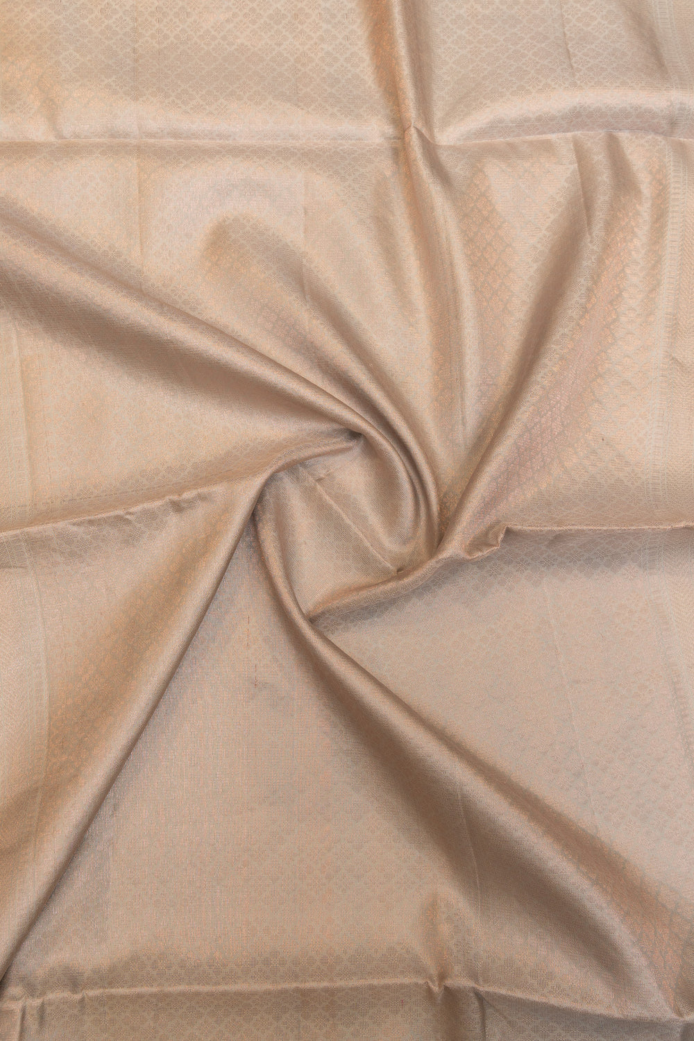 Beige borderless paisley pure soft silk saree