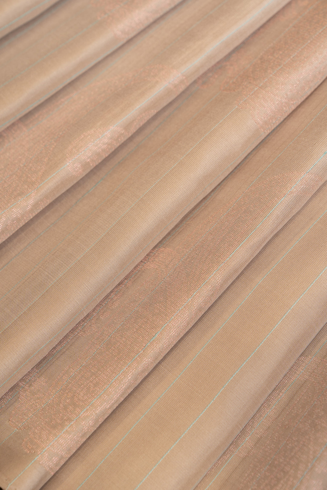 Beige borderless paisley pure soft silk saree