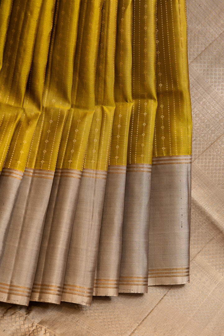 Mustard and beige pure soft silk saree