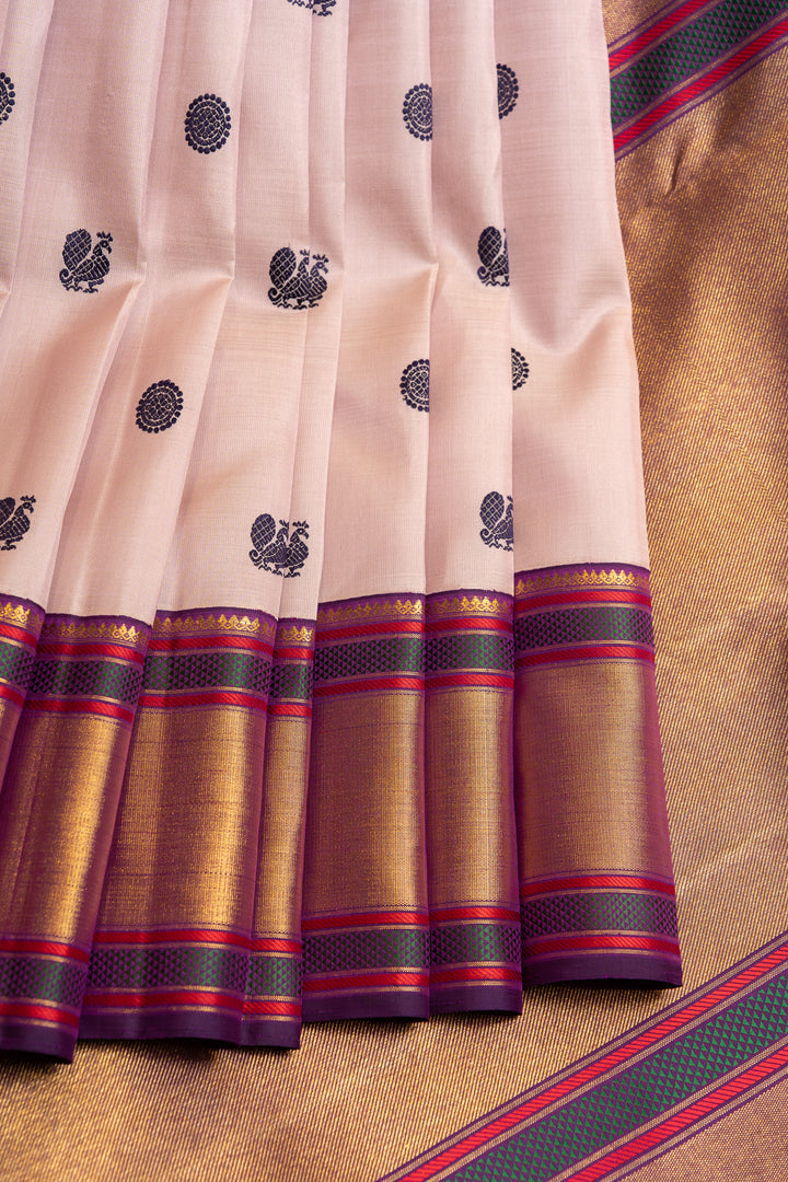 Pastel lilac and purple traditional pure Kanchipuram silk saree