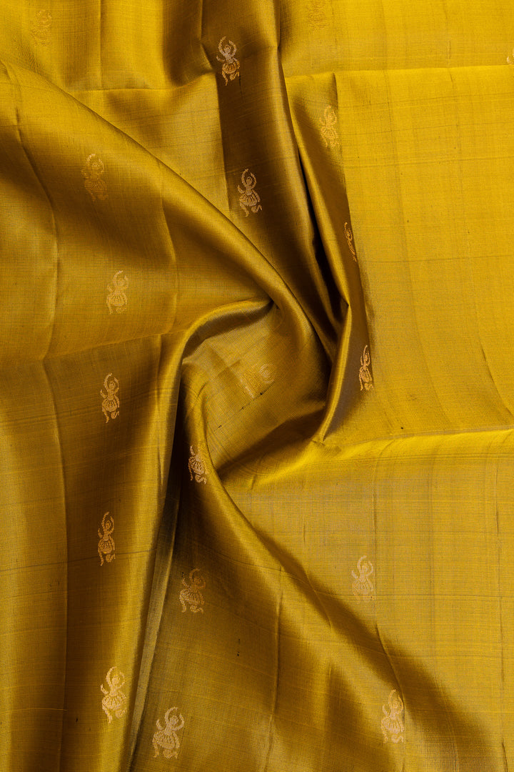 Mehendi green and silver pure soft silk saree