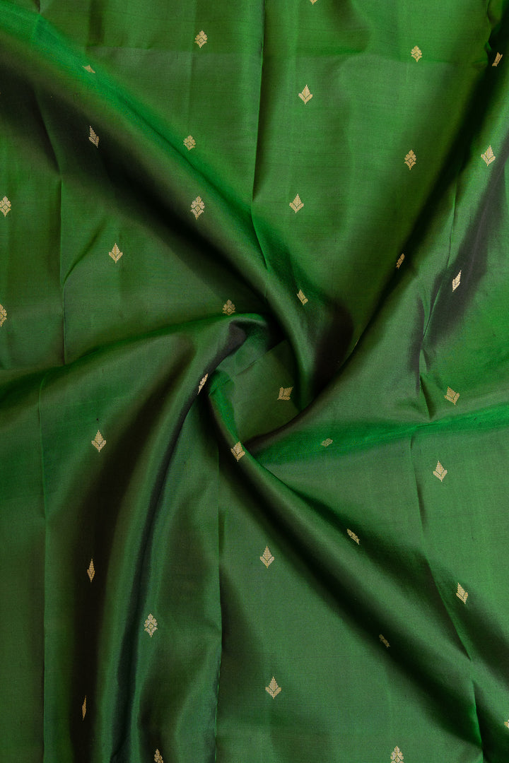 Emerald green threadwork pure soft silk saree