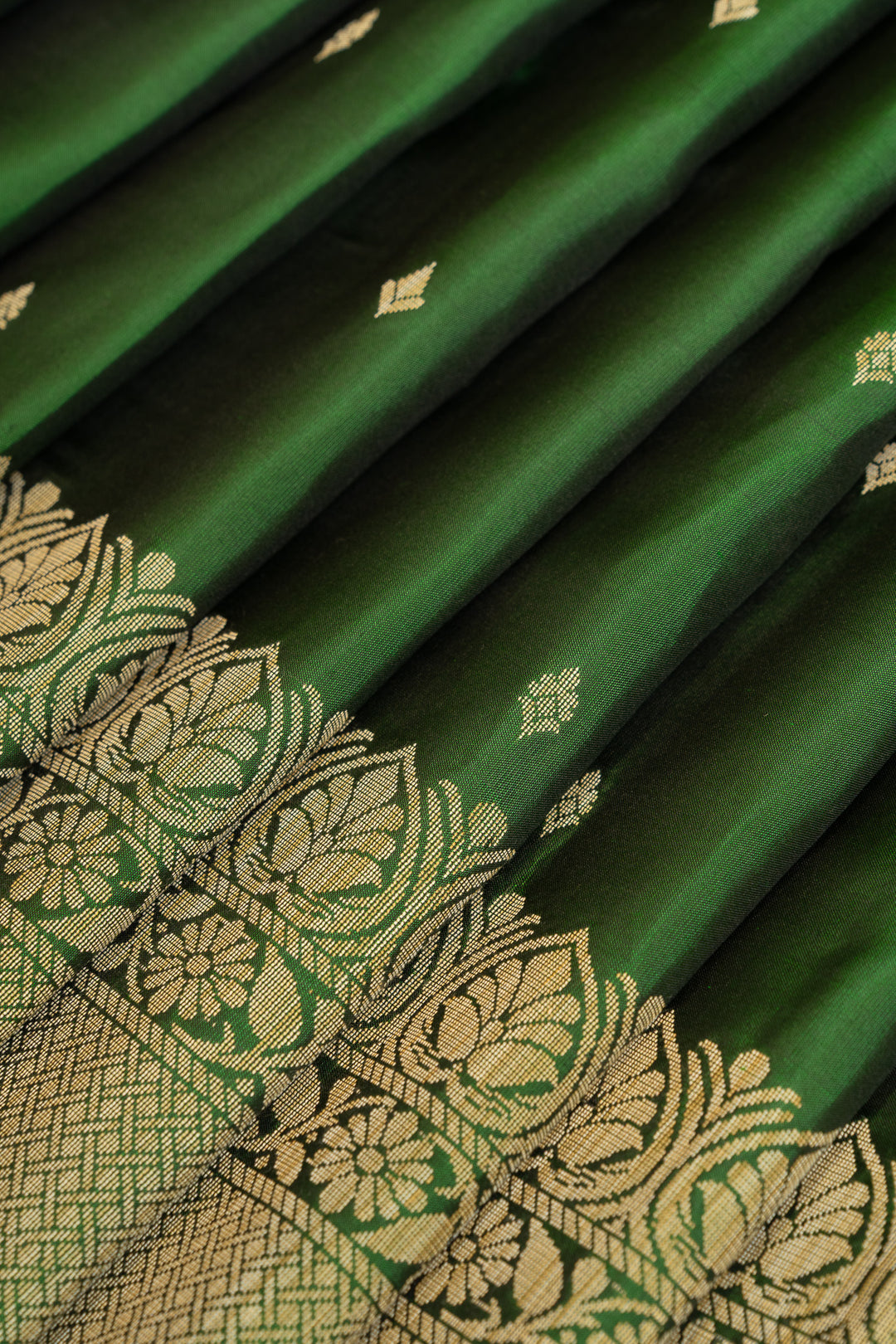 Emerald green threadwork pure soft silk saree