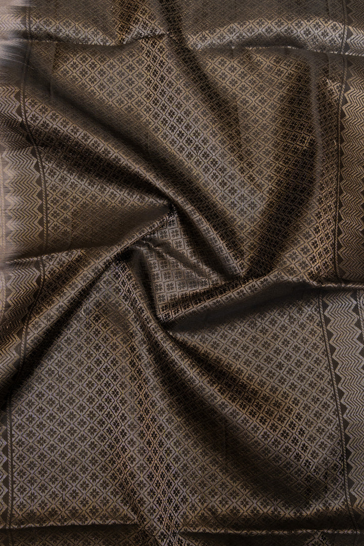 Steel Grey and black pure soft silk saree