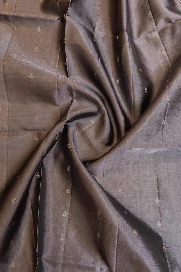 Steel Grey and black pure soft silk saree