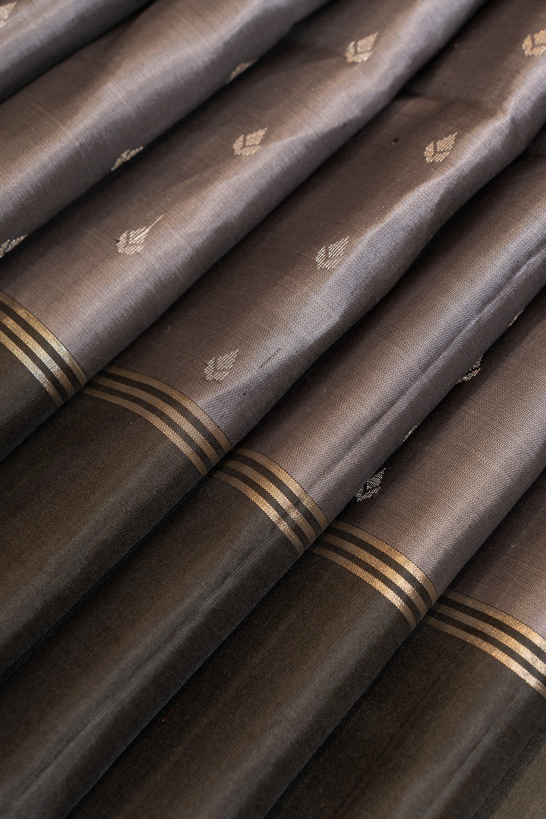 Steel Grey and black pure soft silk saree