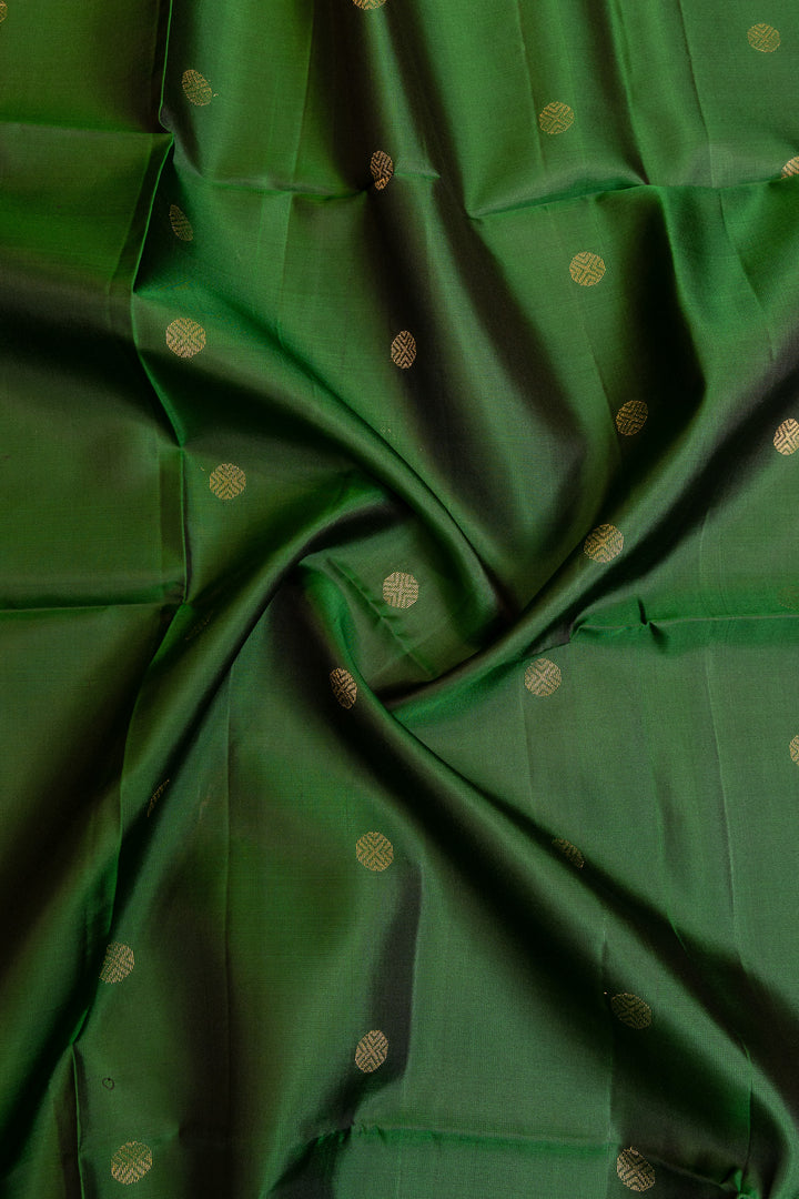 Emerald green and maroon pure soft silk saree