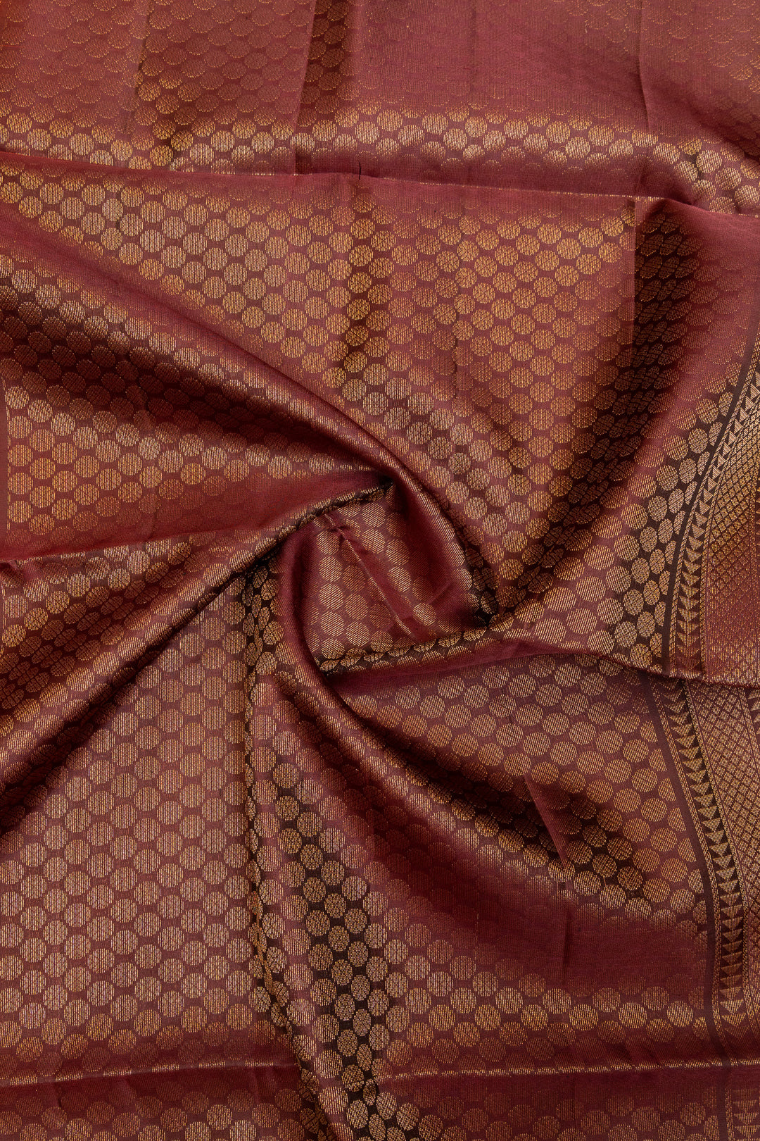 Rust and brown pure soft silk saree
