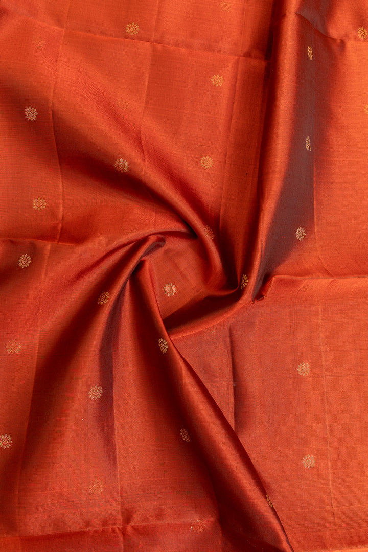 Rust and brown pure soft silk saree