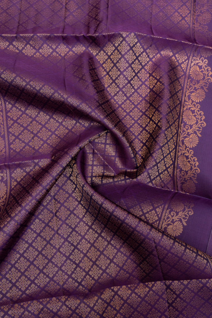 Purple traditional pure soft silk saree