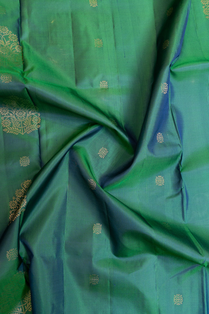 Peacock blue pure soft silk saree