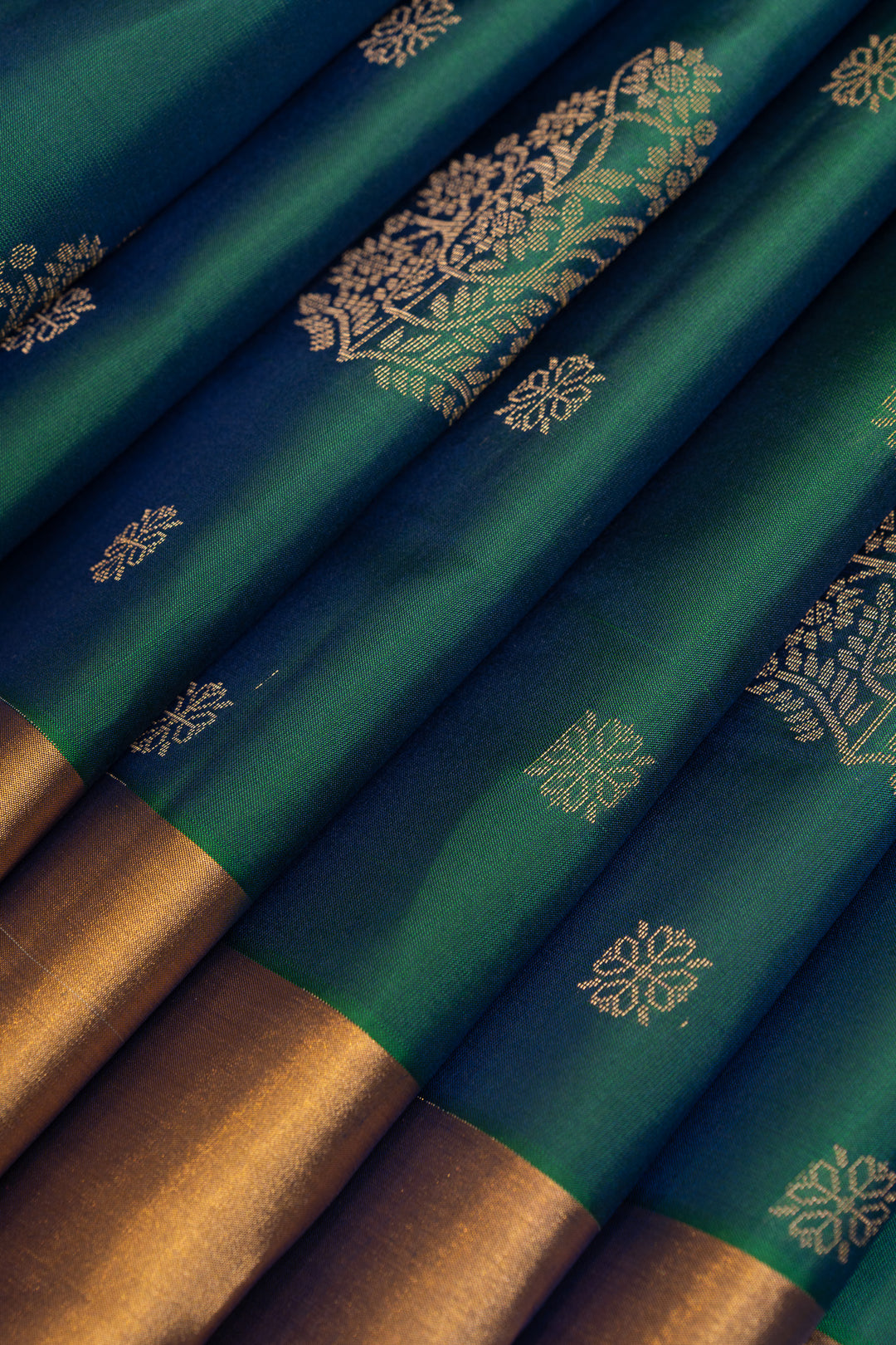 Peacock blue pure soft silk saree