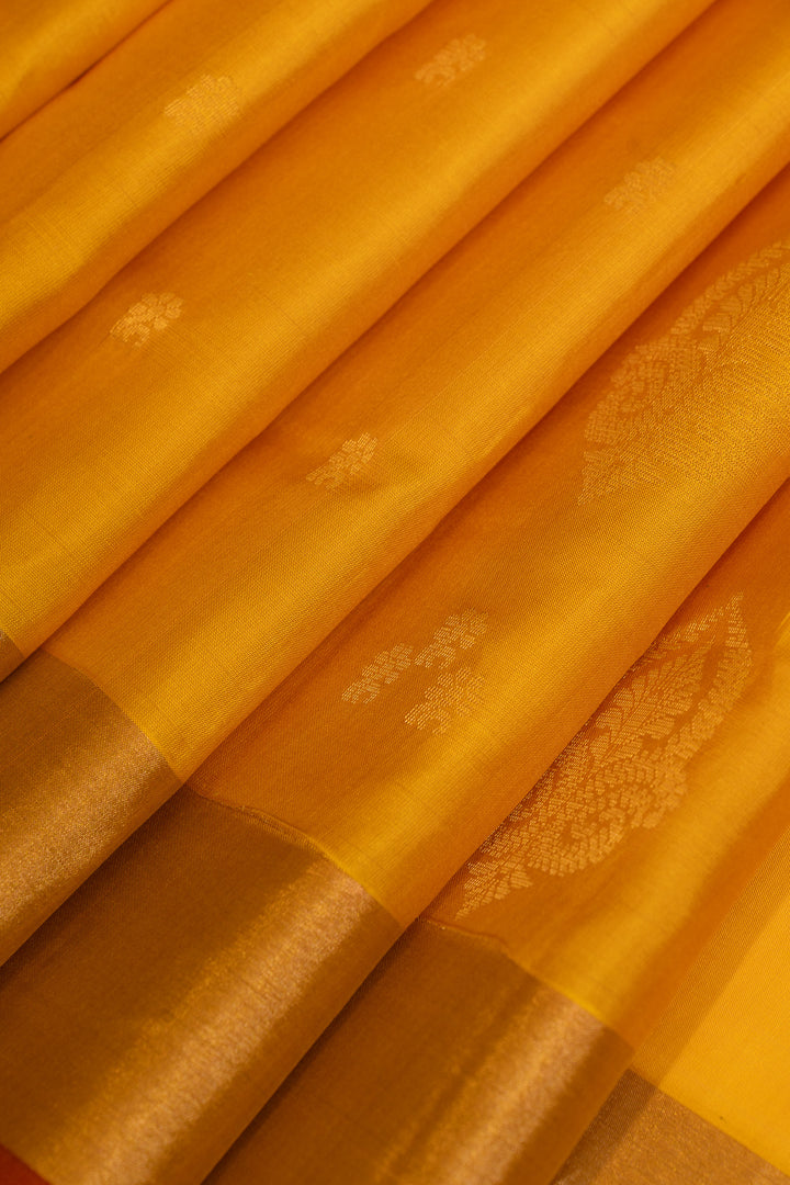 Yellow pure soft silk saree