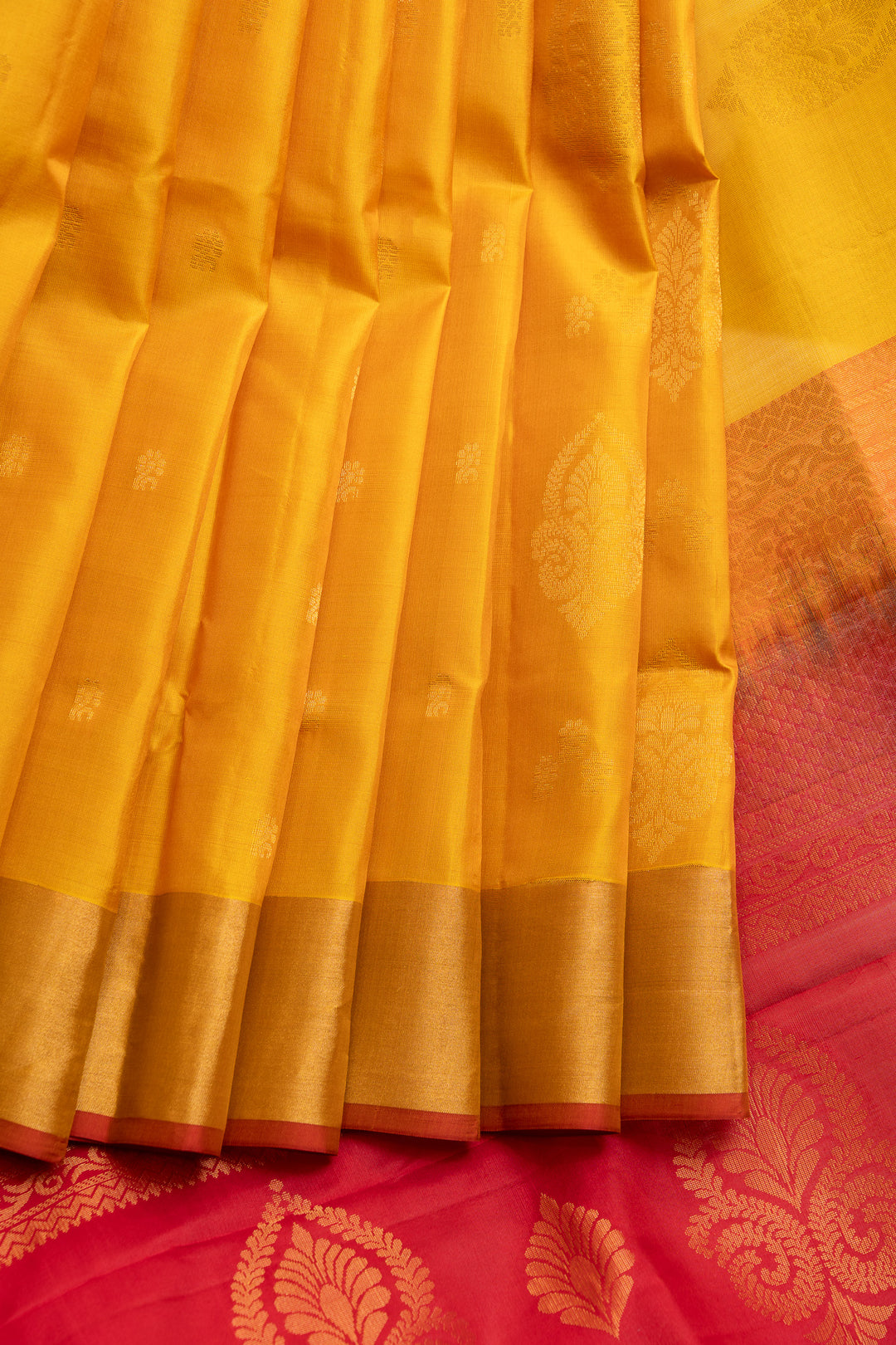 Yellow pure soft silk saree