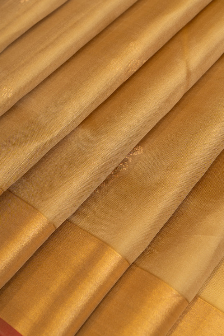 Beige pure soft silk saree