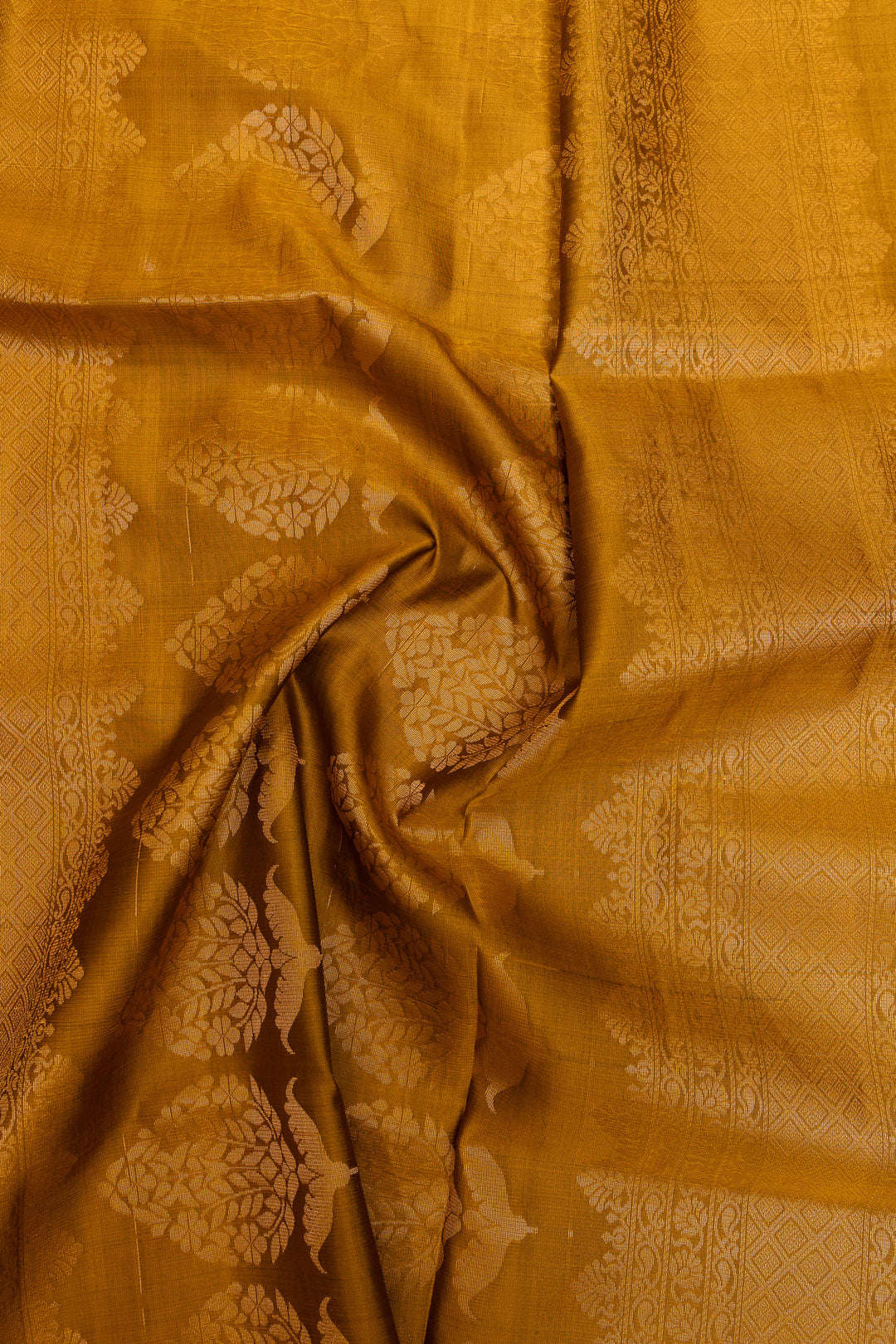Bottle green and mustard pure soft silk saree