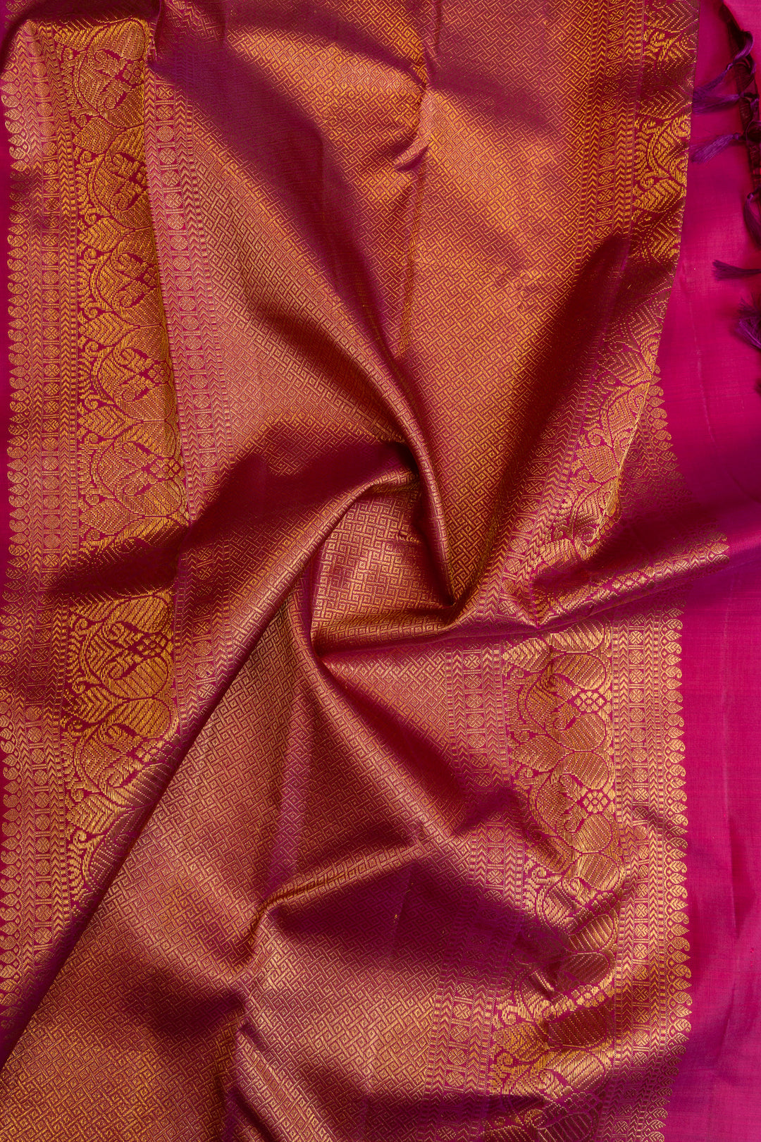 Yellow and magenta Zari checks pure Kanchipuram silk sarees