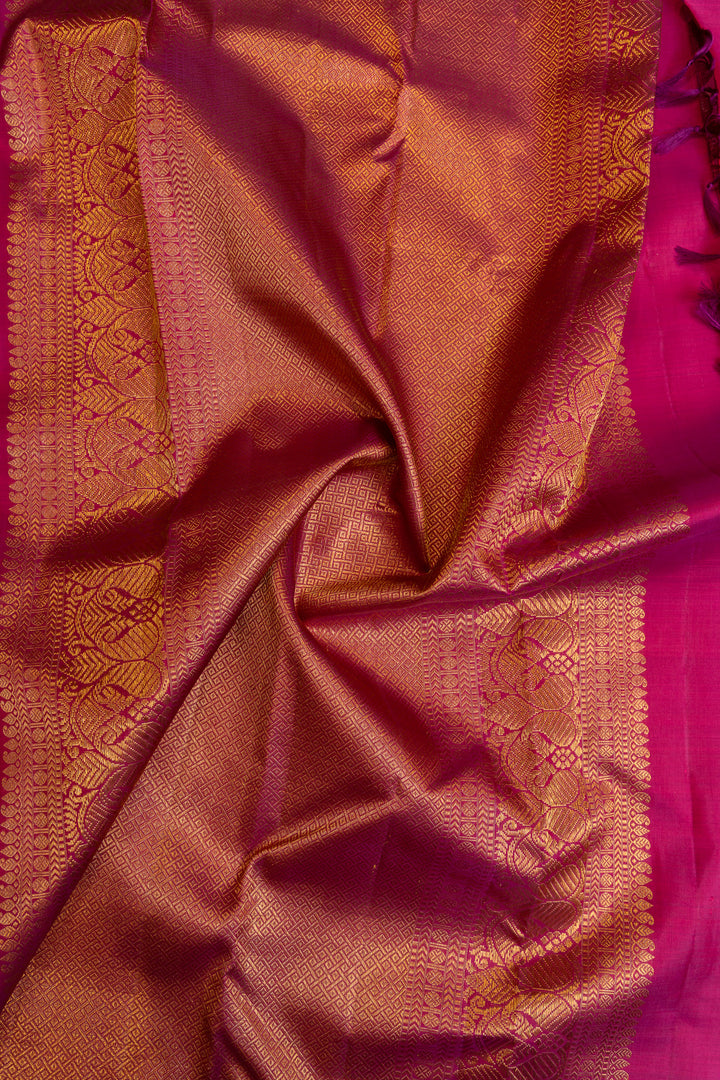 Yellow and magenta Zari checks pure Kanchipuram silk sarees
