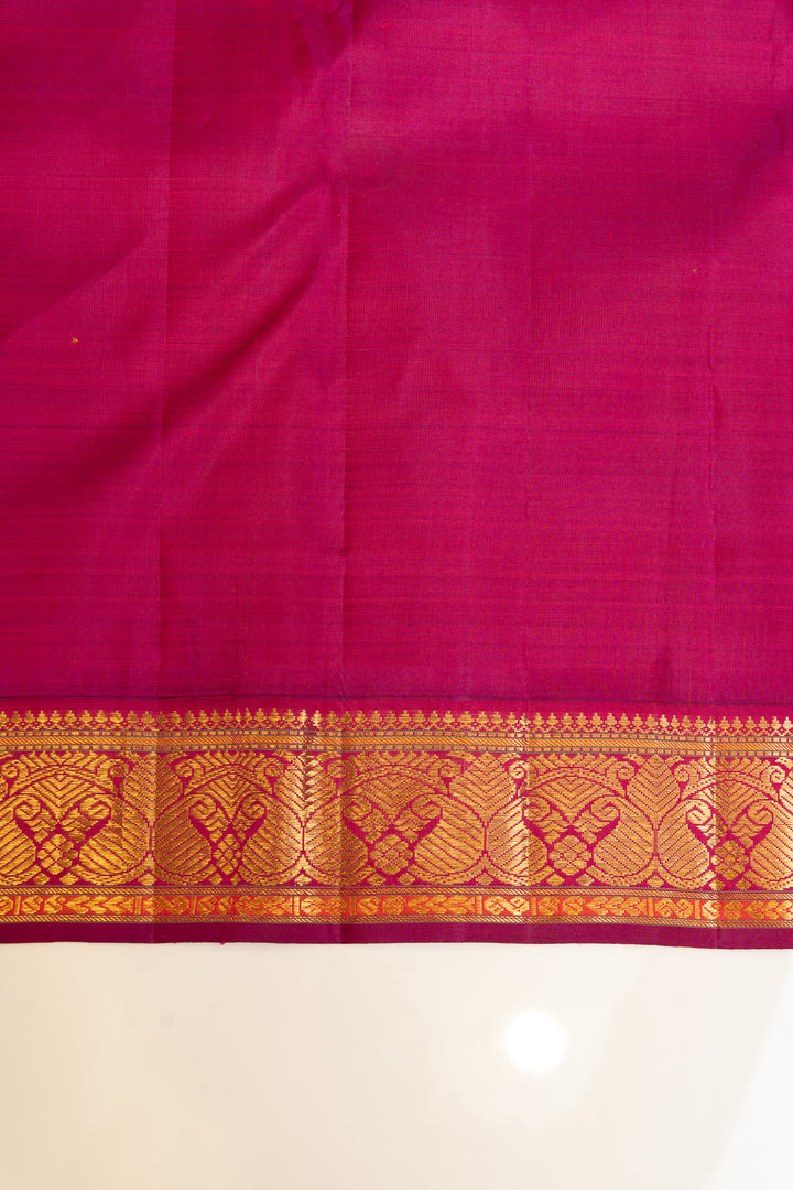 Yellow and magenta Zari checks pure Kanchipuram silk sarees